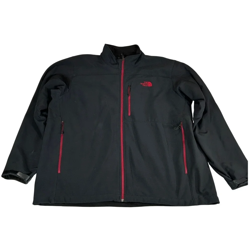 The North Face Mens XXL Apex Bionic Softshell Jacket Black Red Full Zip Fleece